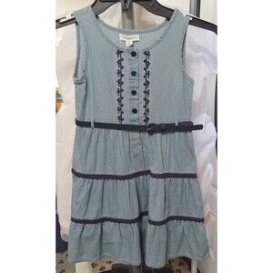 Pumpkin Patch Girls Denim Tiered Sun Dress Blue Size 5 NEW With Tags Very Cute!